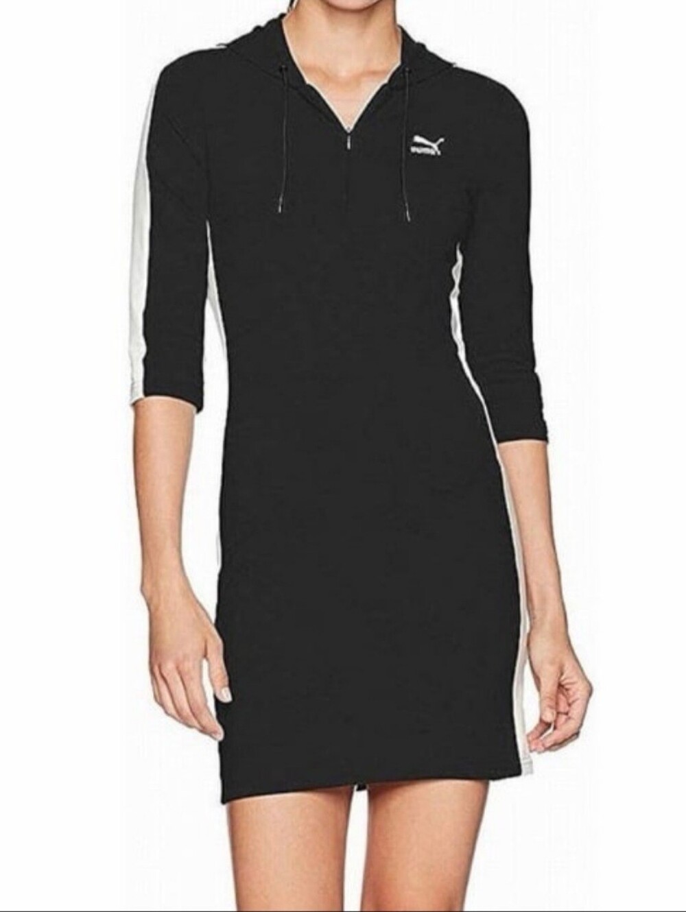 PUMA Jersey Hooded 3/4 Sleeve Dress BodyCon Athletic Streetwear EUC - Size M $35
